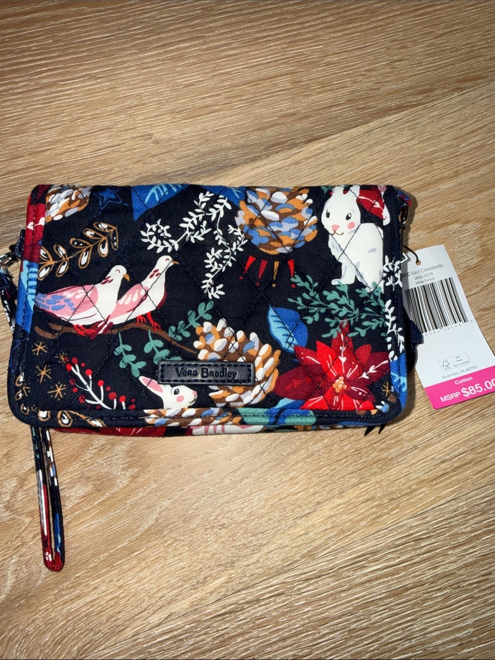 Vera Bradley Crossbody Wallet Winter Forest